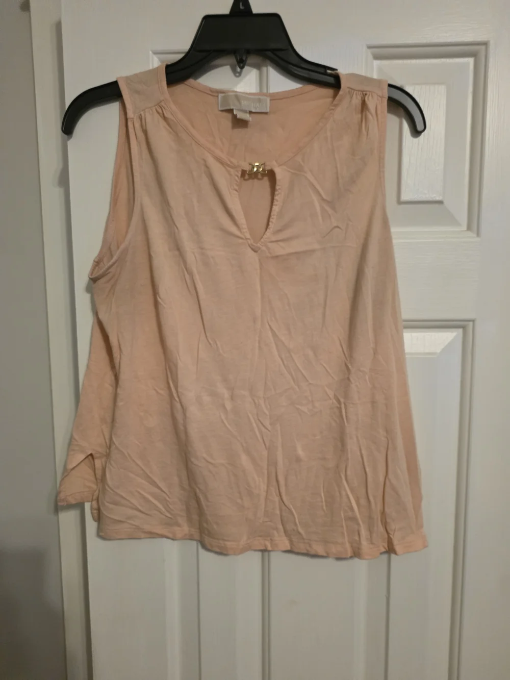 Michael Kors Peach Sleeveless Tank with Gold Keyhole Accent